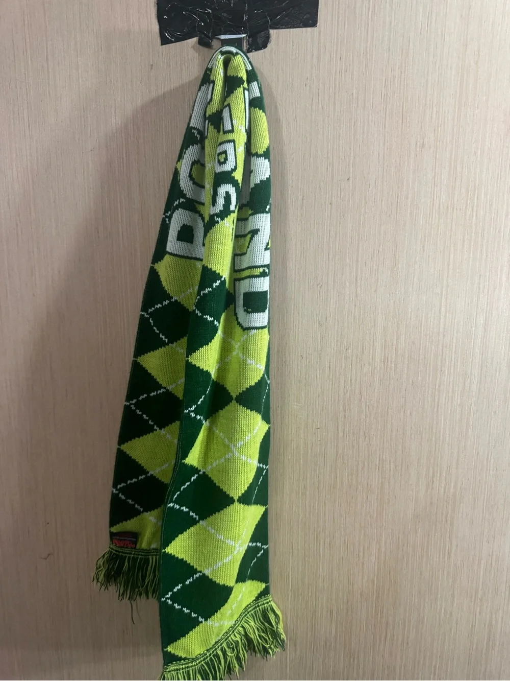 Portland Timber Light Green and Dark Green Argyle Fringe Scarf